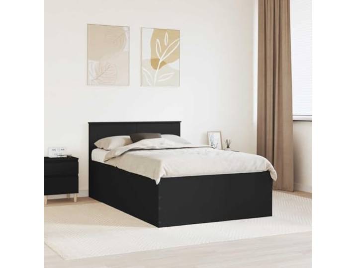 RJPLMFV Bettgestell, Schwarz, 120 x 190 cm, aus Holz Mit Kopfteil, steifer Lattenrost, modernes Design, für Schlafzimmer im Innenbereich