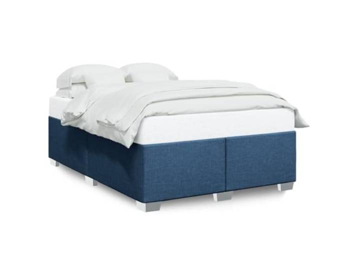 PUGYNBK Bett ohne Matratze, Stoff, Blau, 140 x 190 cm Weiches Polyestergewebe, Lattenrost, stabile Füße, stabiler Rahmen