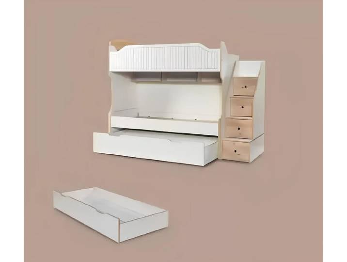 JVmoebel Kinderbett Weißes Holz-Hochbett im Etagen-Design für kreative Kinderzimmer (1-tlg., Bett), Made in Europa
