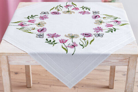 Stickmitteldecke "Frühlingsblumen"