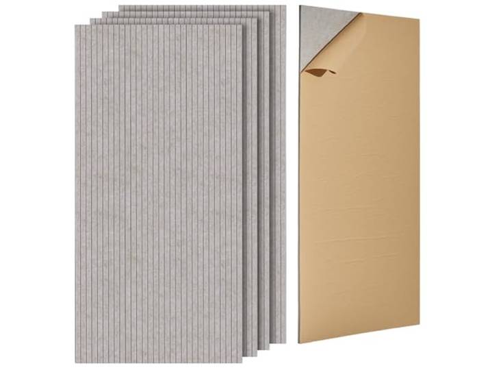 VEVOR Panneau Acoustique\, Lot de 5\, Mousse Acoustique Mural Autocollant 120x60x1 cm Panneaux Insonorisants Fibre Polyester Haute Densité\, Isolation Phonique pour Maison\, Studio\, Bureau\, Couleur Camel