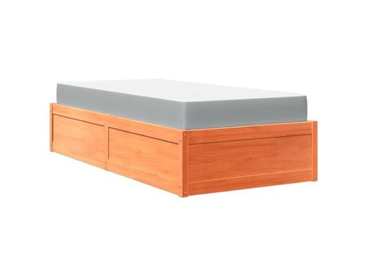 PUGYNBK Bett 100 x 200 cm mit Federkernmatratze, Kiefernholz Lattenrost, atmungsaktiver Stoff, individuelle Unterstützung, rustikales Design