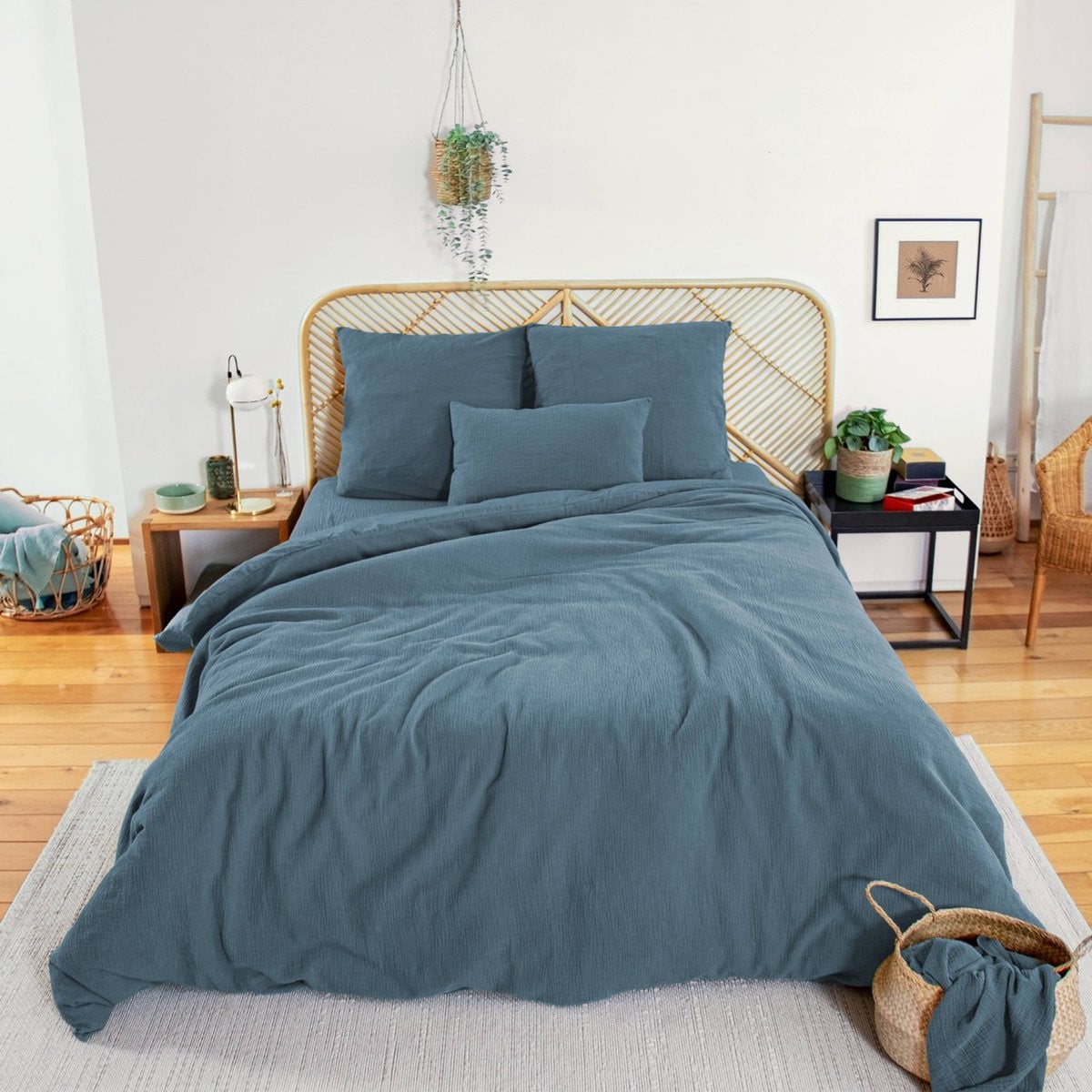 Sweeke Alix katoenen mousseline beddengoedset - Donkerblauw