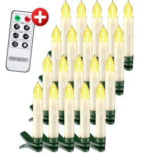 Monzana Christbaumkerzen 103453, mit Fernbedienung, Timer, dimmbar, creme, 20 Stück