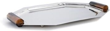 Zodax Polished Octagon Metal Serving Trays with Horn Handles