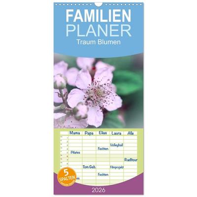 Familienplaner 2026 - Traum Blumen mit 5 Spalten (Wandkalender, 21 x 45 cm) CALVENDO