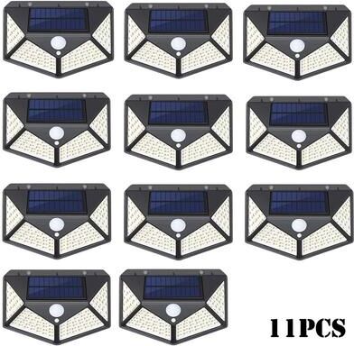 Uplift Picks Solar Motion Sensor Wall Lights With 100 LEDs For Outdoor Security black (11 Pcs)