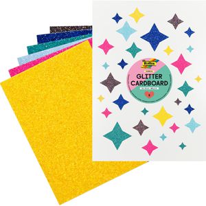 Folia Fotokarton Glitterkarton Rainbow, 24 x 34 cm, 6 Farben sortiert, 400g/m², 6 Blatt