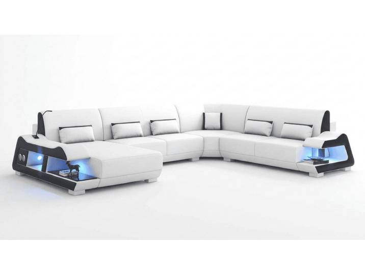 JVmoebel Wohnlandschaft Modern Wohnlandschaft U-Form Weiß LED Couch Elegant Design Komfort *, 1 Teile, Mit LED, Stauraum