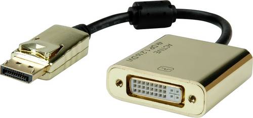 Roline DisplayPort / DVI Adapterkabel DisplayPort Stecker, DVI-D 24+1pol. Buchse 0.15 m Schwarz/Gold 12.03.3175 DisplayPort-Kabel