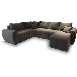 WOHNLANDSCHAFT MADISON XL L-S Grau Dünner Stoff mit Schlaffunktion