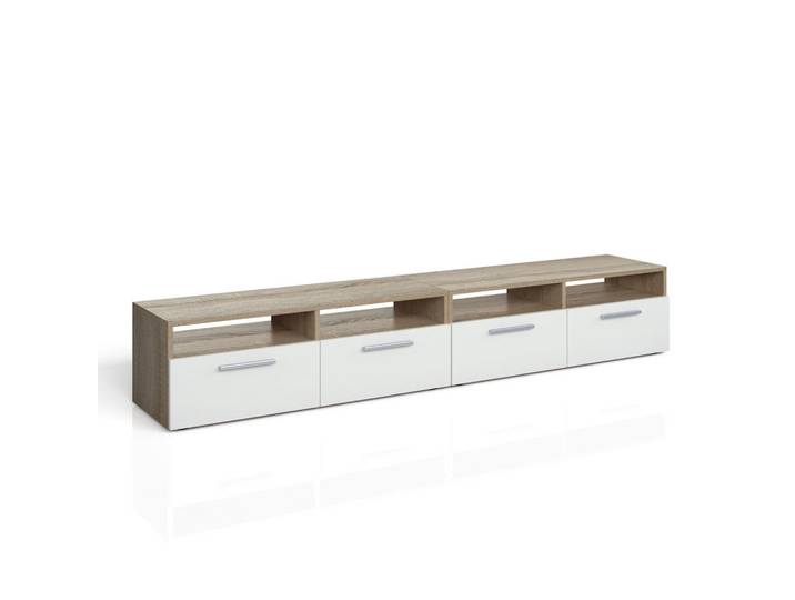 Vicco Lowboard Diego Sonoma 190 x 38 cm, Sonoma Eiche, Holzwerkstoff, 4 Schubladen, Rechteckig, 190x38x33.2 cm, Wohnzimmer, TV Möbel, Lowboards, Lowboards stehend