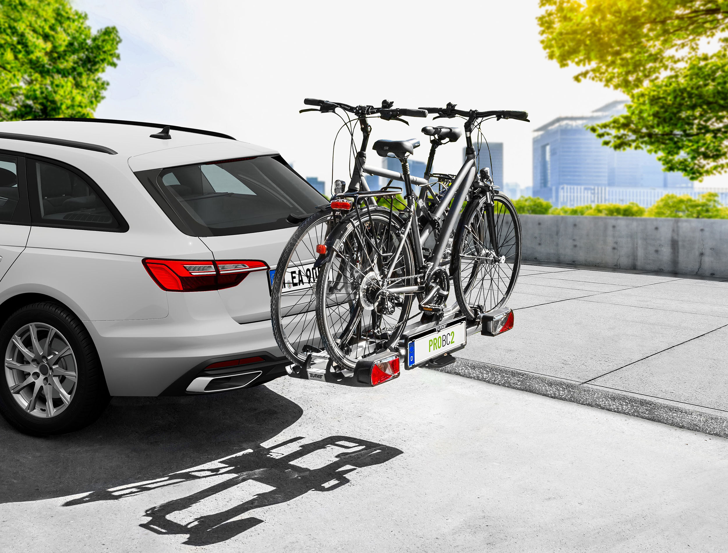 Kupplungsfahrradträger EUFAB "EUFAB 11600 Fahrradträger ProBC2", schwarz (schwarz, silberfarben), B:140cm H:61cm T:72cm, Fahrradträger, Kupplungsfahrradträger
