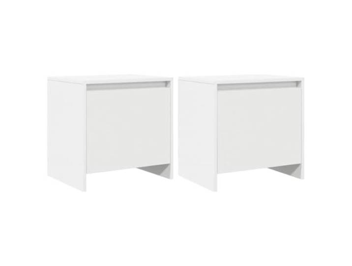 LKJephalotrope Nachttisch 2er Set Weiß 45x34x44,5 cm Holzwerkstoff Stilvolle Beistelltische fürs Schlafzimmer mit Tür und Stauraum für Bücher und Medien. Pflegeleicht und kompakt.