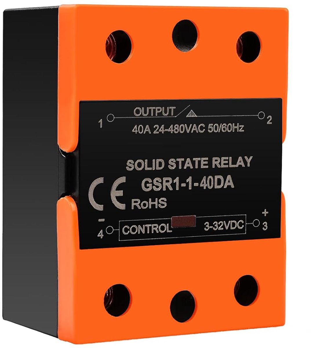 State Relais GSR1-1-40DA Solid State Relais voor DIN-rail, stuurspanning 3-32V DC, lastschakelspanning 24-480V AC, 40A