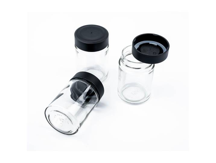 Vorratsbehälter-Set silwy 3 Stk Metall/Glas T 6.1 cm Set - Farbe: Transparent/Weiss - Vorratsbehälter-Set