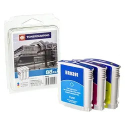 3 Tonerdumping-Druckerpatronen ersetzen HP 88XL cyan, magenta, gelb