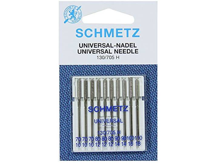 SCHMETZ Naaimachinenaalden: 10 universele naalden, naalddikte 70/10-110/18, naaiset, 130/705 H, standaardnaalden, op elke gangbare naaimachine te gebruiken