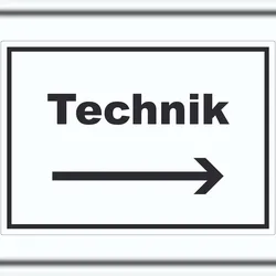 HB-Druck Technik Aufkleber mit Text und Richtungspfeil rechts Hauswirtschaftsraum waagerecht A4 (210x297mm)