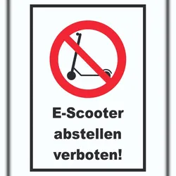 HB-Druck E- Scooter Abstellen verboten Schild Elektro -Tretroller Roller A5 (148x210mm)