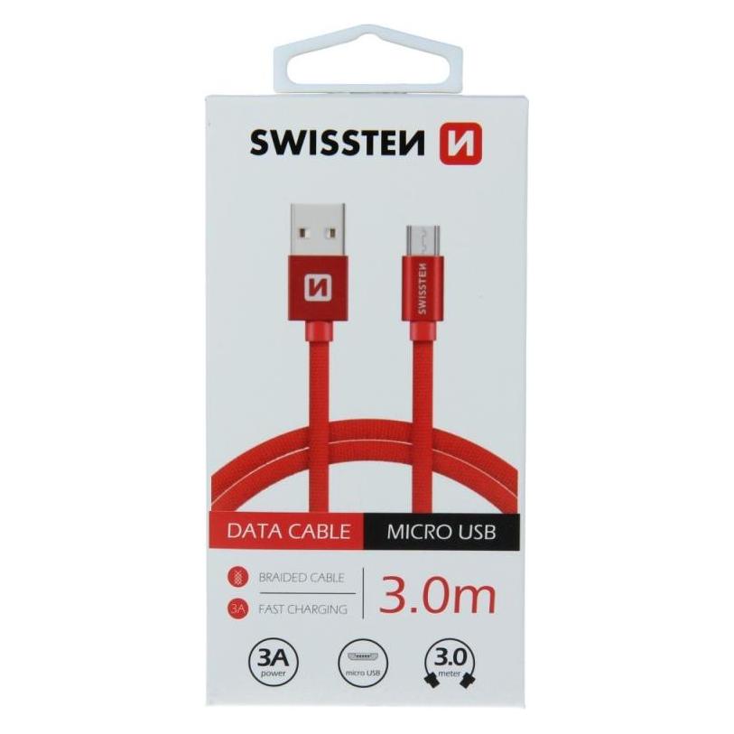 Swissten Datenkabel Textil USB / Micro-USB 3.0 M (3 m) (71527301)