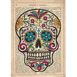 POSTER Skull Mexicana-Farben. A4 Schwarzer Rahmen