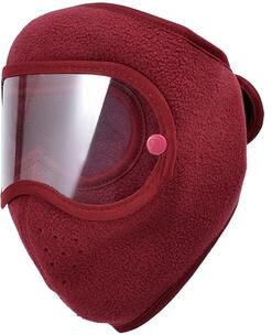 DynamicDeals Premium Full Face Mask With Windproof Skiing & Anti Fog Goggles red