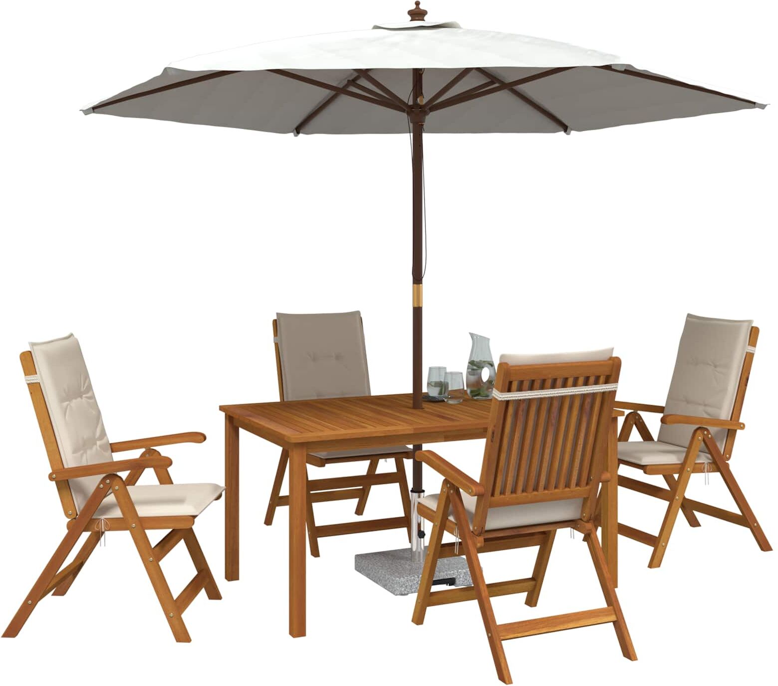 vidaXL Juego de comedor de jardín de 5 piezas Natural Marrón