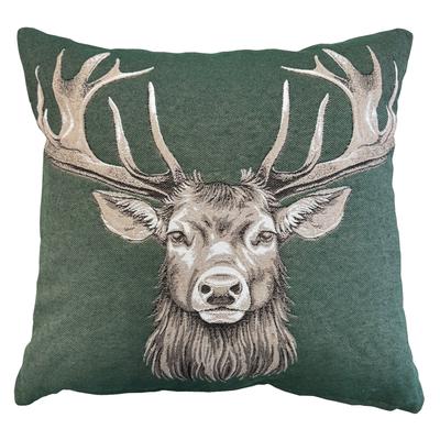 Dekokissen HOME WOHNIDEEN "CIERVO", grün, B:45cm L:45cm, Baumwolle, Polyester, Dekokissen_Sitzkissen_Kissenhüllen, mit Füllung, Gobelin