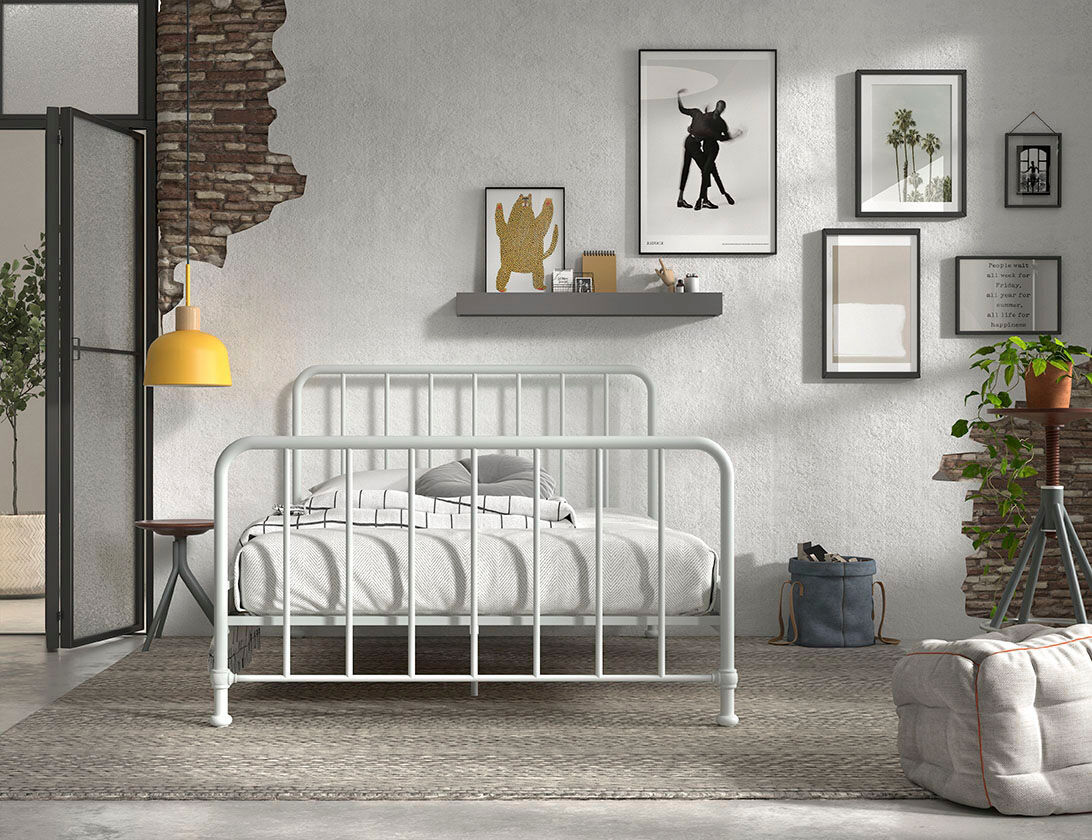 Metallbett VIPACK "Bronxx, standfest gebaut, gradlinige Optik in zeitlosem Design", weiss (weiß matt, weiß matt, weiß matt), B:146,5cm H:110cm L:207cm, Betten, Metallbett, inkl. Lattenrost, Mittelsteg und Fussstütze unter der Liegefläche weiß matt, weiß m