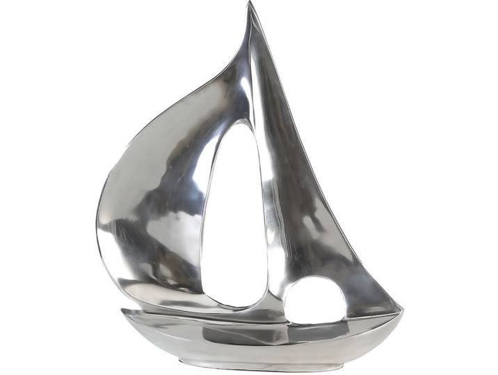Dekoobjekt GILDE Skulptur Segel-Boot, silber , silber (silberfarben), B:26cm H:35cm T:9cm, Aluminium, Dekofiguren, Dekoobjekt, aus Metall, maritim, in 2 Grössen erhältlich, Wohnzimmer