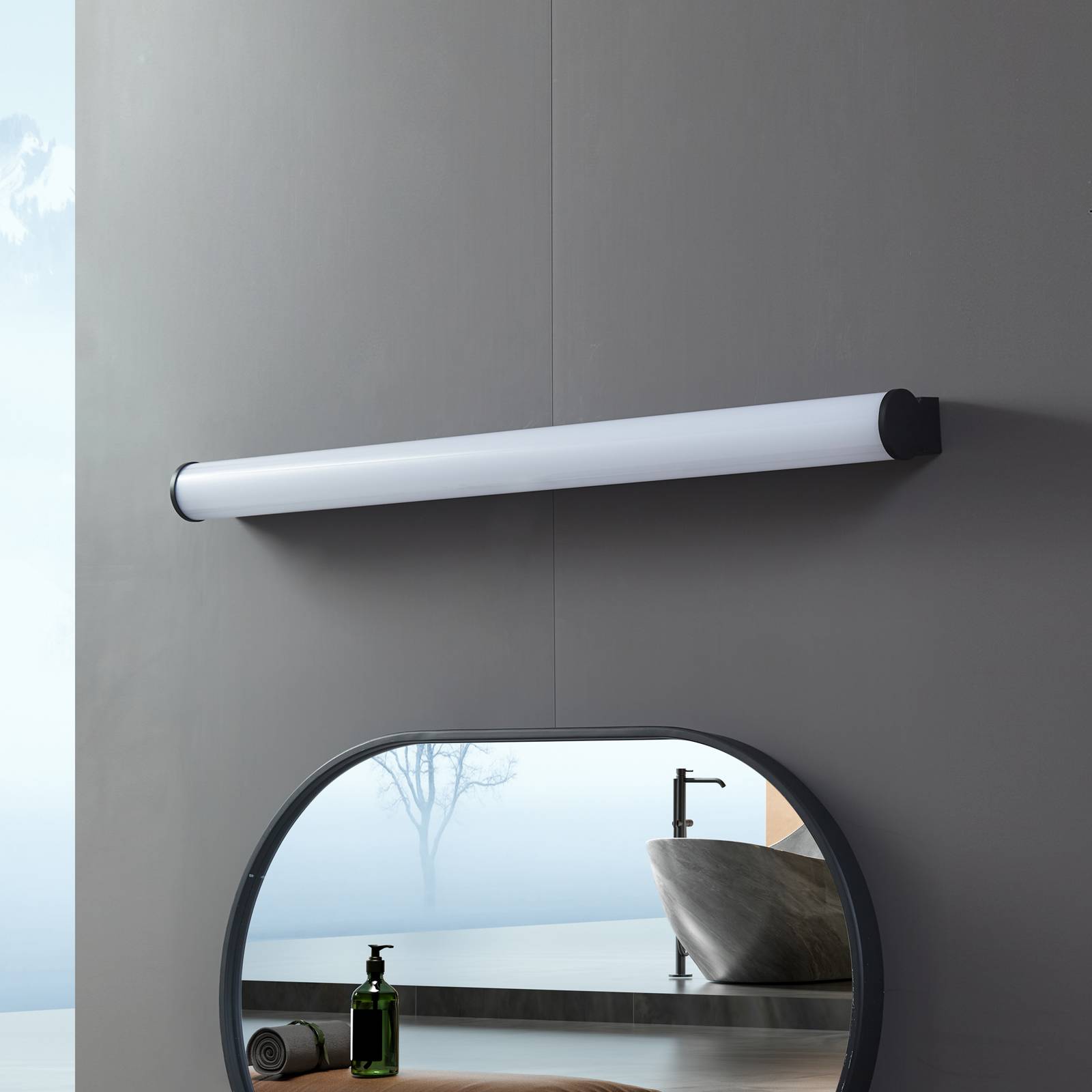 Wandlampe Vilmara Lucande, schwarz, für Badezimmer, Aluminium, Modern, Wandleuchte, Wandlampe Bad