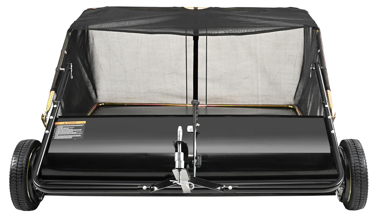 SucceBuy Rasenkehrmaschine, 127 cm Laubkehrer für Aufsitzmäher zum Hinterherziehen, robuste Kehrmaschine mit verstellbarer Kehrhöhe, Laubsammler für Garten, Rasen und Hof