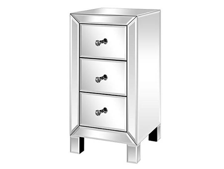 LEADZM Nachttisch Glas mit 3 Schubladen, Nachtschrank 30x30x60cm Beistelltisch Aufbewahrungsschrank, für Wohnzimmer, Schlafzimmer, Büro, Badezimmer usw