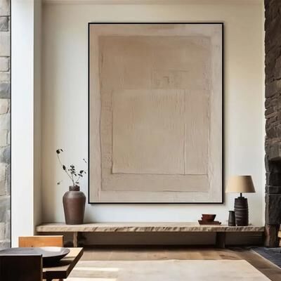 Inspired Living Beige Textured Abstract Canvas Wall Art For Modern Neutral Living Rooms a 30x40cm