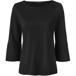Tchibo - Halbarmshirt mit angesetzten Plissees - Damen - Gr. XL - schwarz