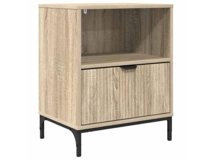 hliofuir Nachttisch Sonoma-Eiche 49x36x61 cm Holzwerkstoff mit Schublade Kompakter Nachtschrank fürs Schlafzimmer mit offener Ablage und Schublade für praktische Aufbewahrung im Alltag.