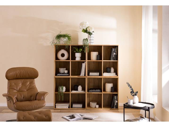 Massives Regal 148 cm Massivholz Wildeiche, geölt Braun 148 x 148 x 35cm