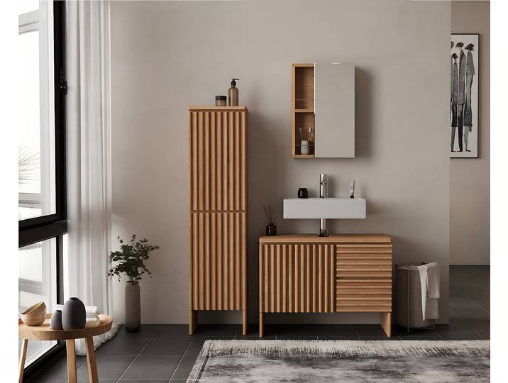 Meuble midi 35 x 140 x 34cm Marron/Chêne
