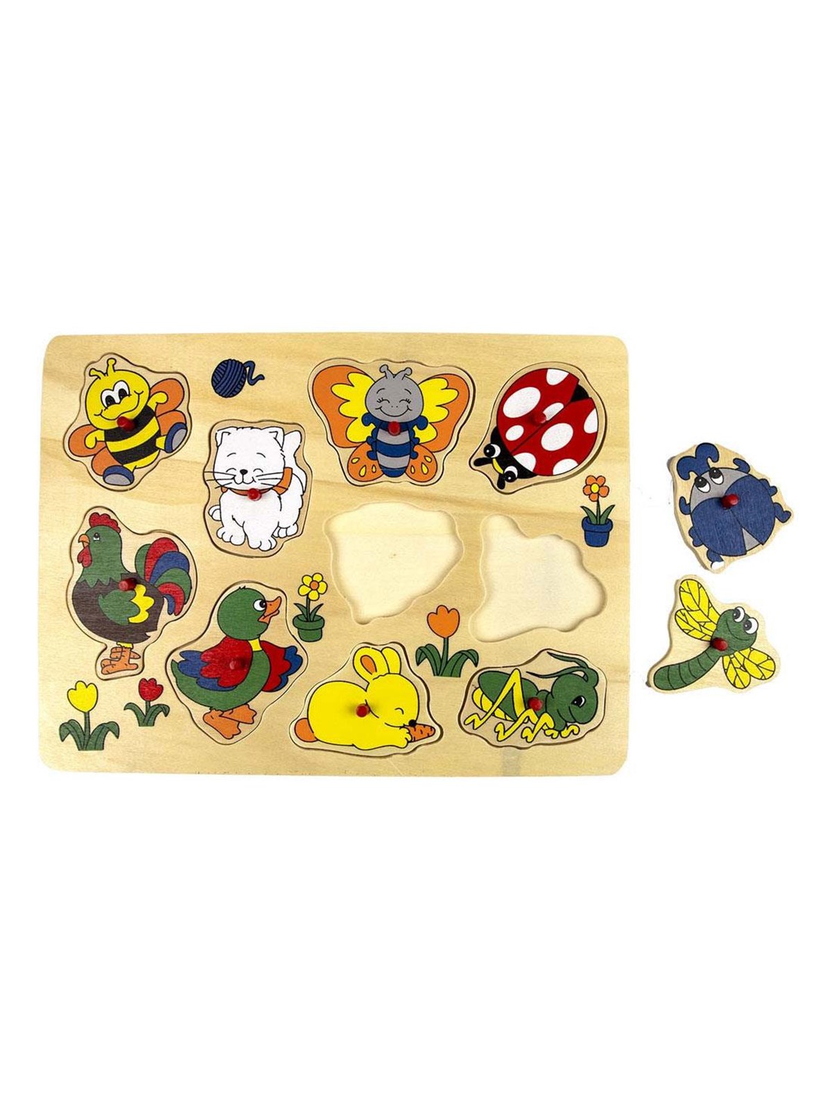 Playwood Wooden Stud Puzzle Animals around the House 10 pcs Holz
