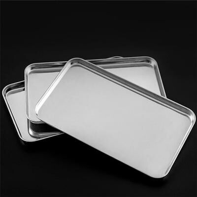Combo Retail Shop Rectangle Stainless Steel Tray, Buffet Presentation Tray, Metal Food Serving Plate, Rice Noodle Pan, Home Dishes Storage 26x20x1.2cm