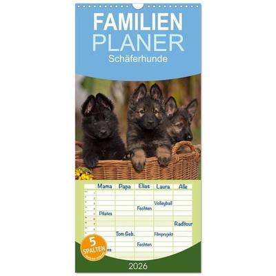 Familienplaner 2026 - Der Schäferhunde Familienplaner hoch mit 5 Spalten (Wandkalender, 21 x 45 cm) CALVENDO