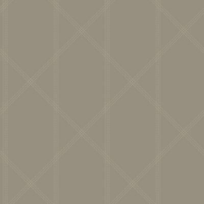 A-Street Prints Walcott Light Grey Stitched Trellis Wallpaper
