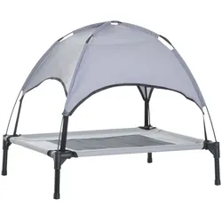 PawHut Haustierbett mit Baldachin Erhöhtes Hundebett Hundeliege outdoor Grau