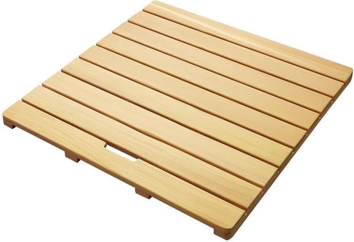 Natuurlijke Bamboe Badmat met Antislip Rubberen Stops - 70 x 70 cm
