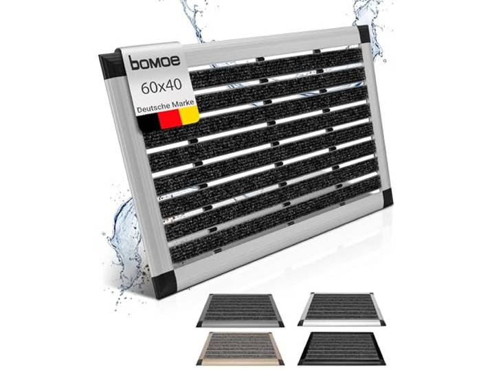 bomoe Fußmatte Außen rutschfest rostfrei Schuhabstreifer Fußabstreifer 40x60cm Alu Fußabtreter Aussenbereich Eingangsmatte Alu-Fußmatten Abtreter Aussen Fussabtreter Haustür Türmatte AluGant