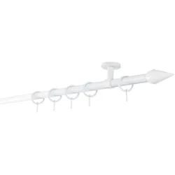 20mm,1-läufig,Rohr,Deckenträger classic,Endstück point Größe: 140cm, Farbvariante: Weiß
