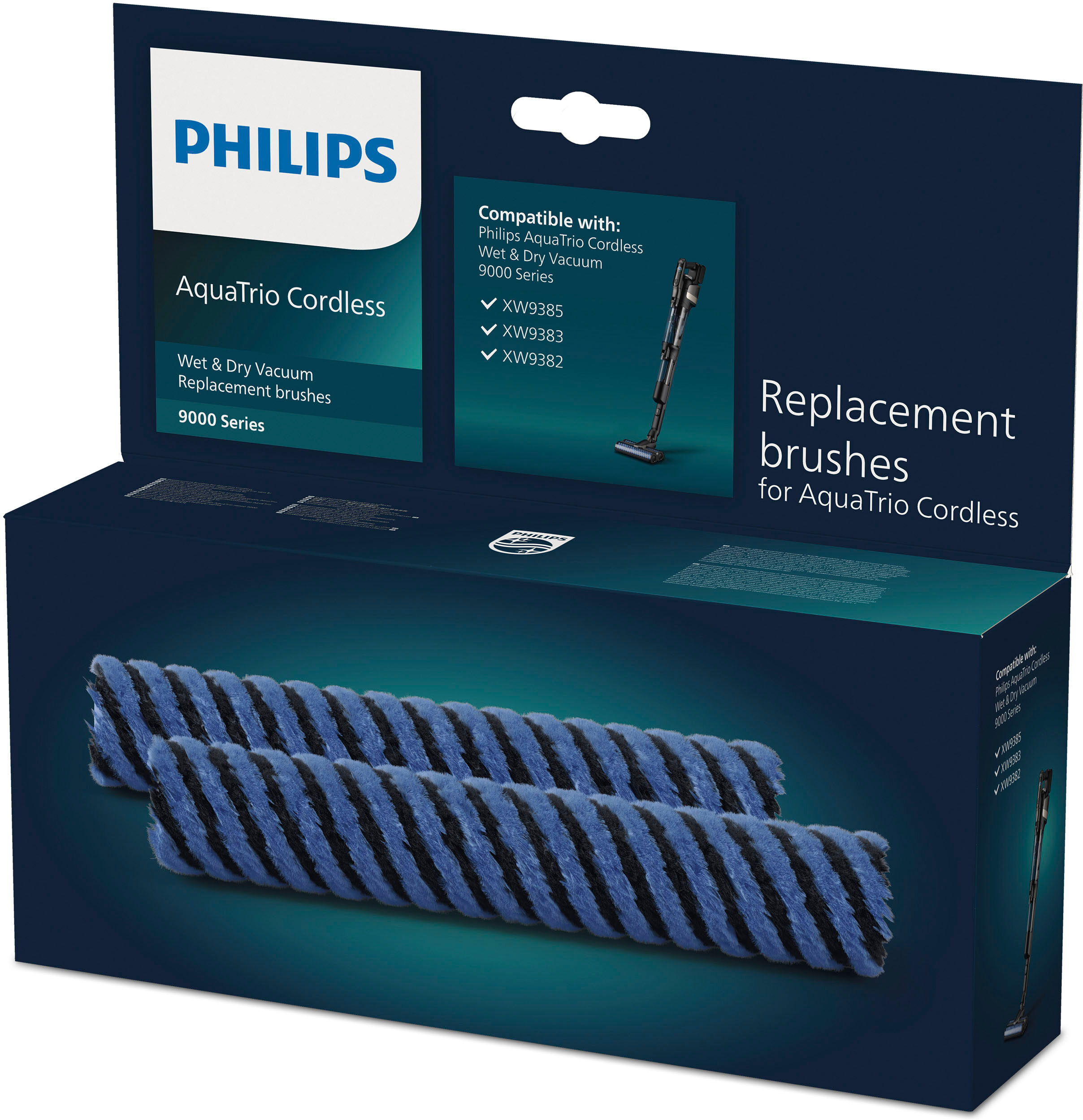 Philips Bürste "Ersatzbürste, XV1793/01", blau (blau, schwarz), Staubsaugerdüsen, 2 Reinigungsbürsten aus weicher Mikrofaser, für Hartböden, Bürste