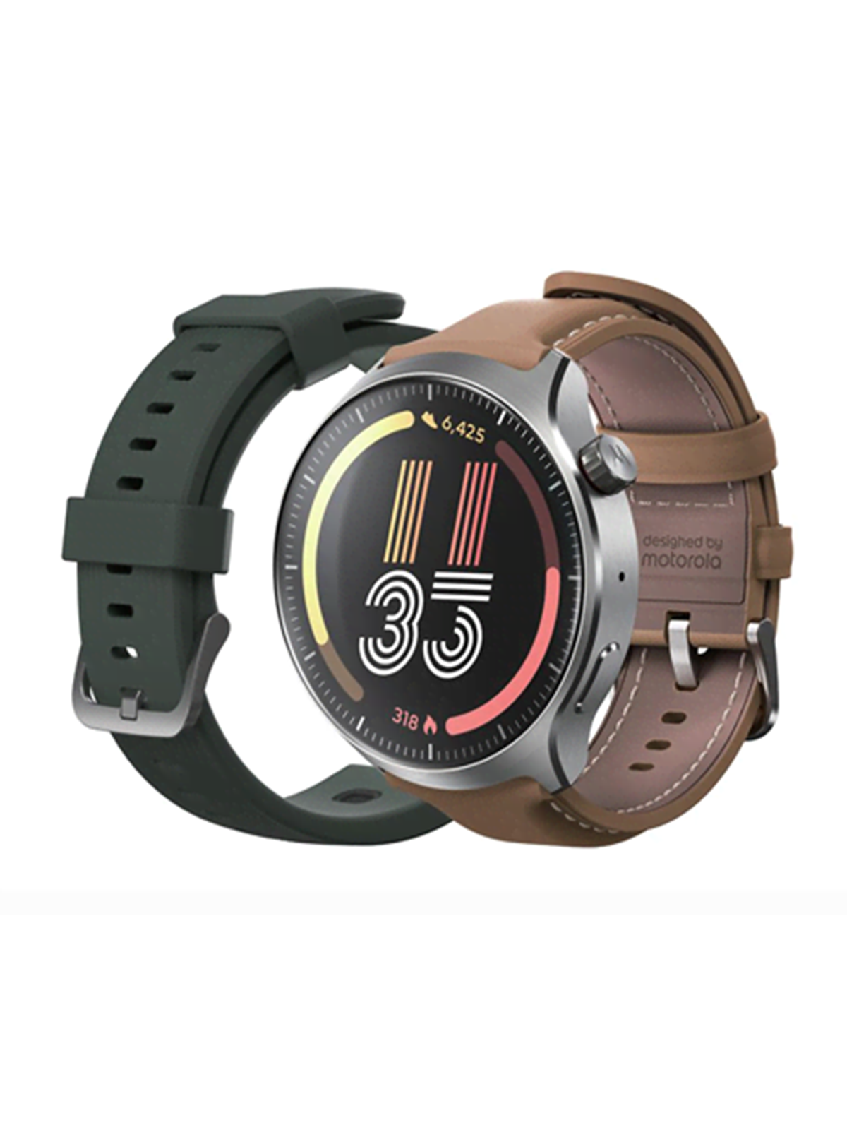 Motorola moto watch ultra - Liquid Luster (PANTONE Mountain View Silicone strap + PANTONE Nuthatch Leather strap)
