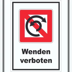 HB-Druck Wenden verboten Symbol und Text Wendeverbot A9 (37x52mm)